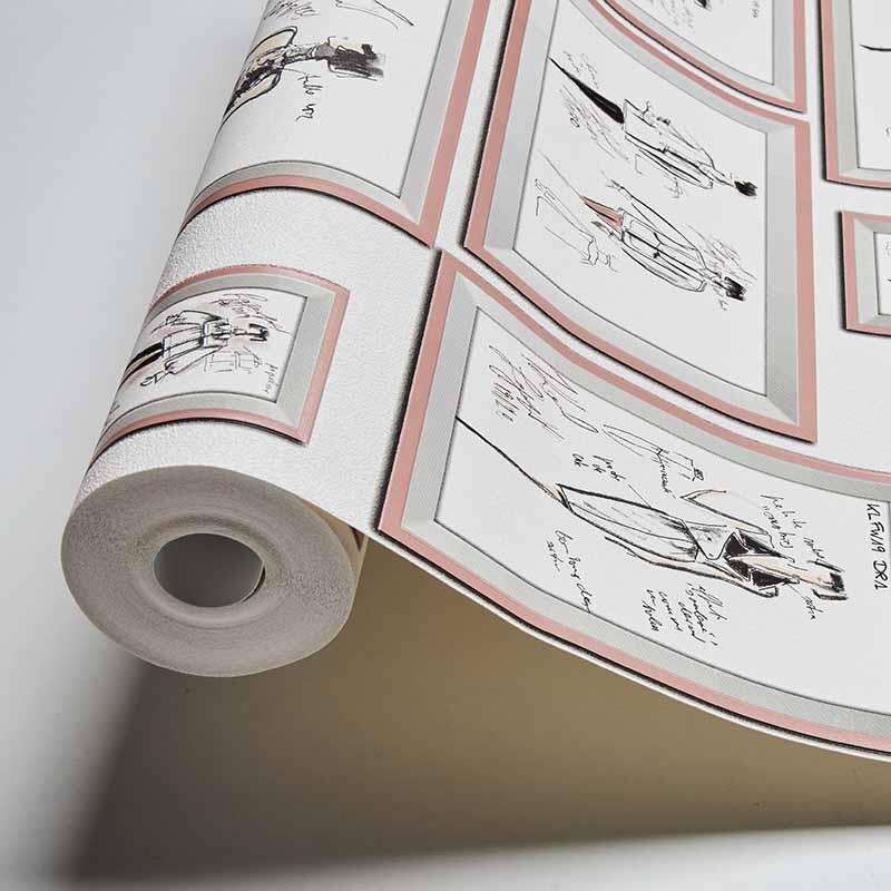 Tapete Grau, Silber, Rosa, Rose, Weiß Karl Lagerfeld Vliestapete (378464)