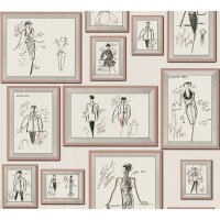 Tapete Grau, Silber, Rosa, Rose, Wei&szlig; Karl...