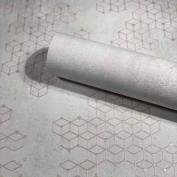 Tapete Beige, Creme, Grau, Silber, Weiß Novamur Vliestapete (82248)