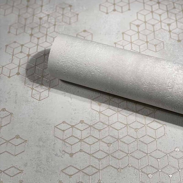 Tapete Beige, Creme, Grau, Silber, Weiß Novamur Vliestapete (82248)