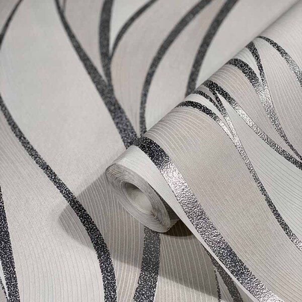 Tapete Grau, Silber, Weiß Novamur Vliestapete (82233)