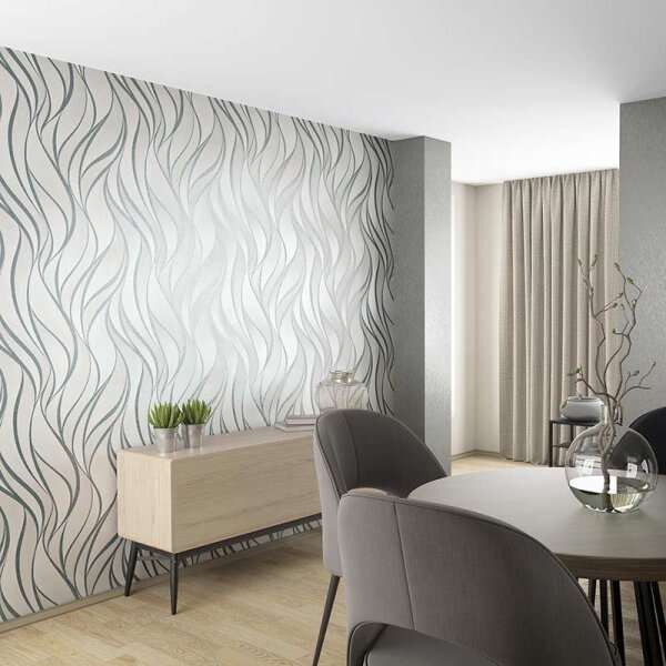 Tapete Grau, Silber, Weiß Novamur Vliestapete (82233)