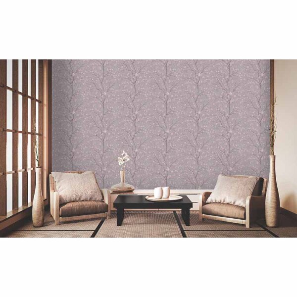 Tapete Grau, Silber, Rosa, Rose livingwalls Vliestapete (379122)