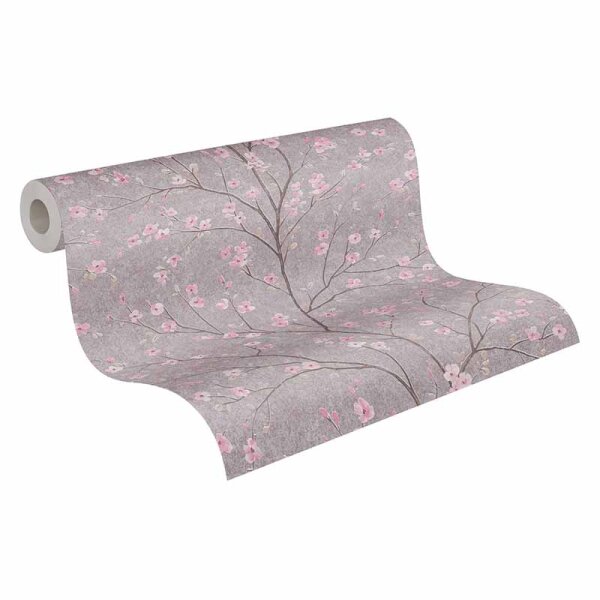 Tapete Grau, Silber, Rosa, Rose livingwalls Vliestapete (379122)