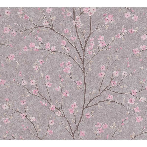 Tapete Grau, Silber, Rosa, Rose livingwalls Vliestapete (379122)