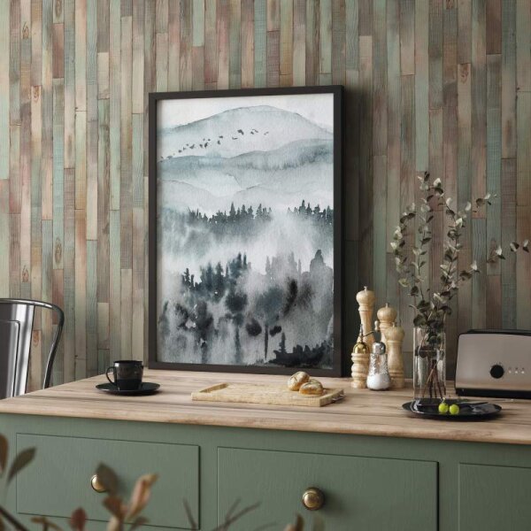 Tapete Blau, Grün, Braun Marburg Vliestapete (45736)