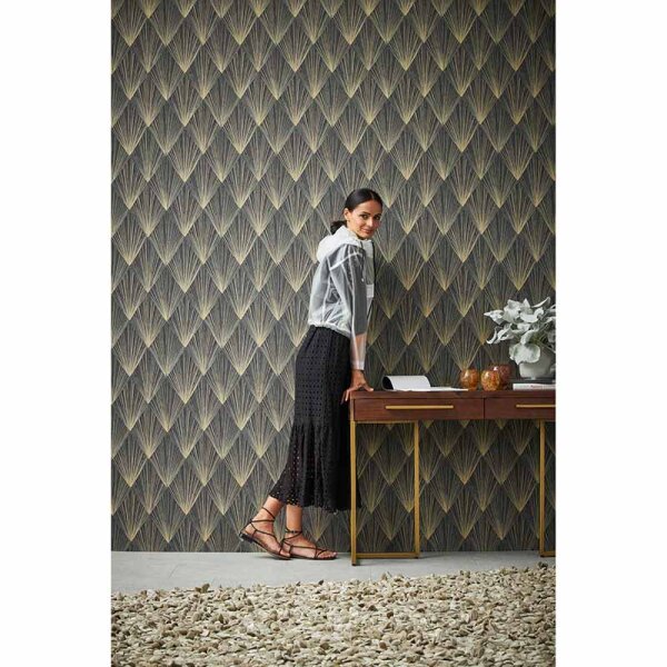 Tapete Gold, Kupfer, Schwarz, Anthrazit livingwalls Vliestapete (378644)