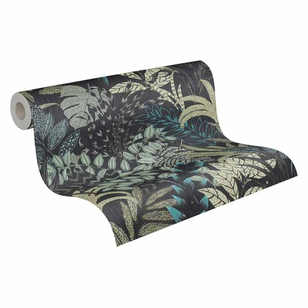 Tapete Grün, Schwarz, Anthrazit livingwalls Vliestapete (378603)