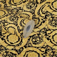 Tapete Schwarz, Anthrazit, Gold, Kupfer VERSACE...