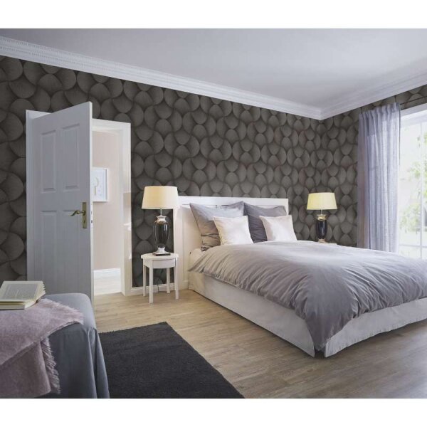 Tapete Grau, Silber, Schwarz, Anthrazit Rasch Vliestapete (608250)