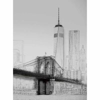 Digitaldruck-Tapete New York Art Illustration Black And...