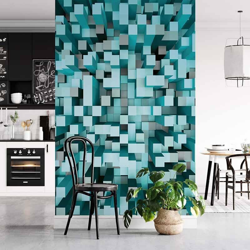 Digitaldruck-Tapete 3D Squares Blue livingwalls (DD119051)