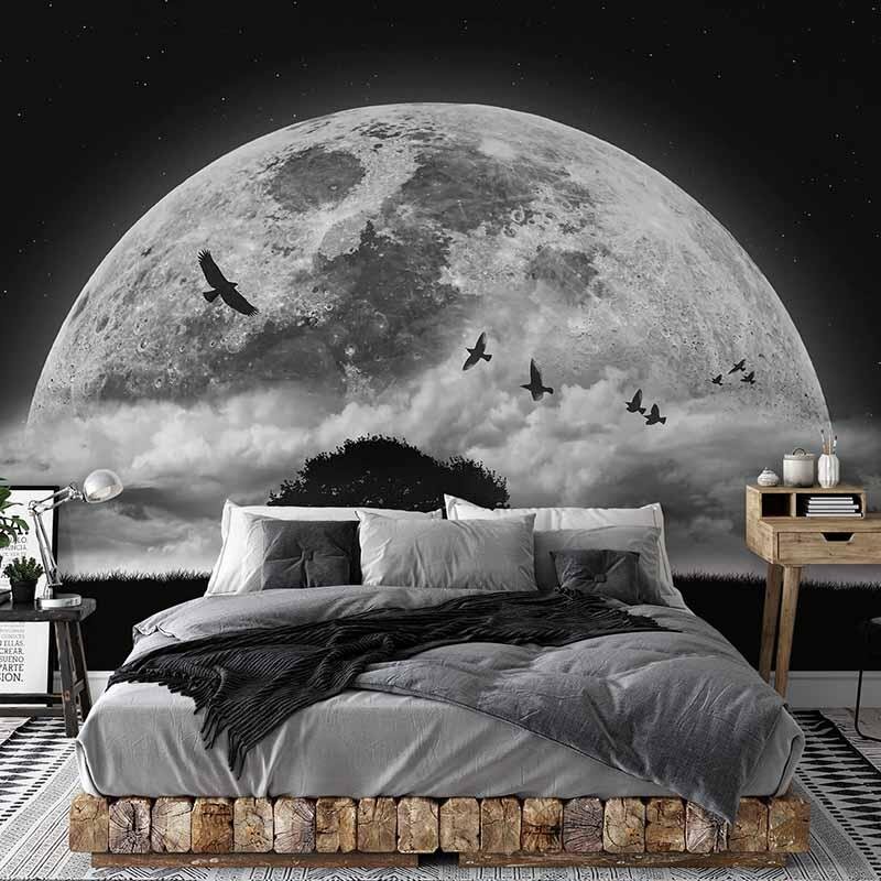 Digitaldruck-Tapete Moon and Birds livingwalls (DD119044)