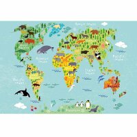 Digitaldruck-Tapete Kids World Map Animals livingwalls...