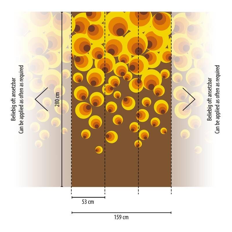392581 Digitaldruck-Tapete Eye Catcher Retro Punkte Kreise Gelb Orange Vlies Fototapete livingwalls