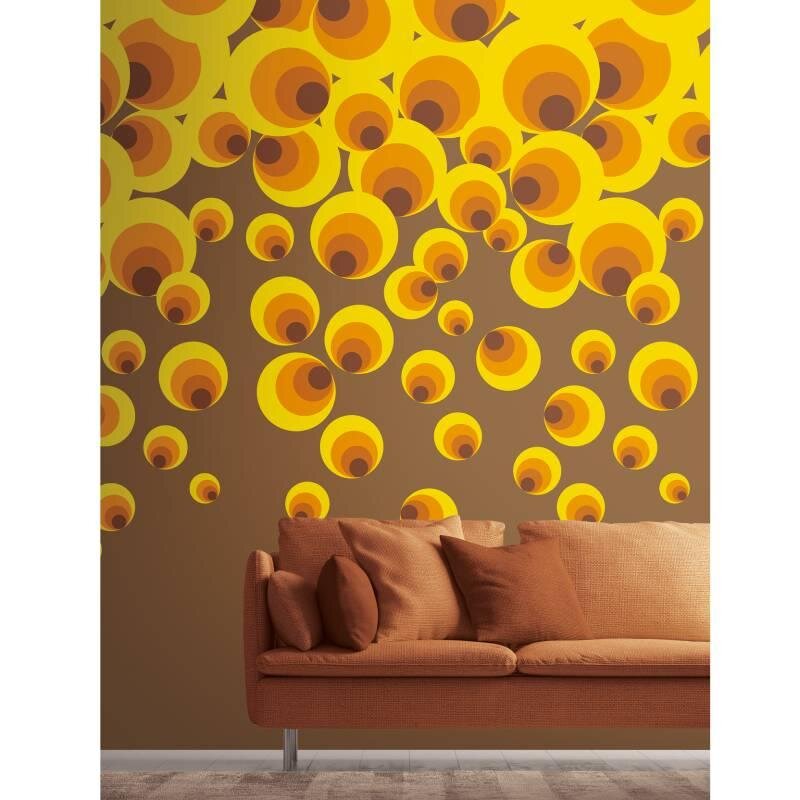 392581 Digitaldruck-Tapete Eye Catcher Retro Punkte Kreise Gelb Orange Vlies Fototapete livingwalls