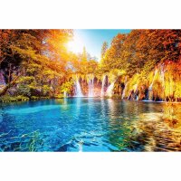 Digitaldruck-Tapete Waterfall And Lake In Croatia...