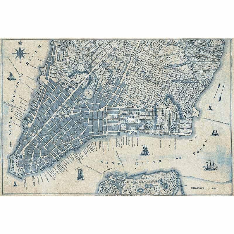 Digitaldruck-Tapete Old Vintage City Map New York livingwalls (DD118892)