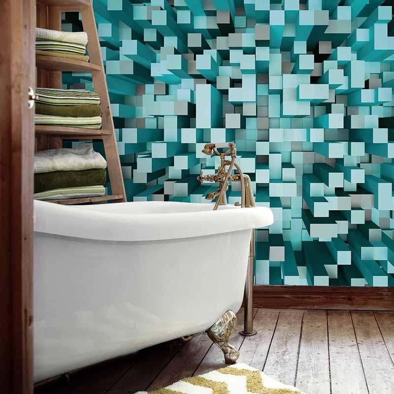 Digitaldruck-Tapete 3D Squares Blue livingwalls (DD118887)