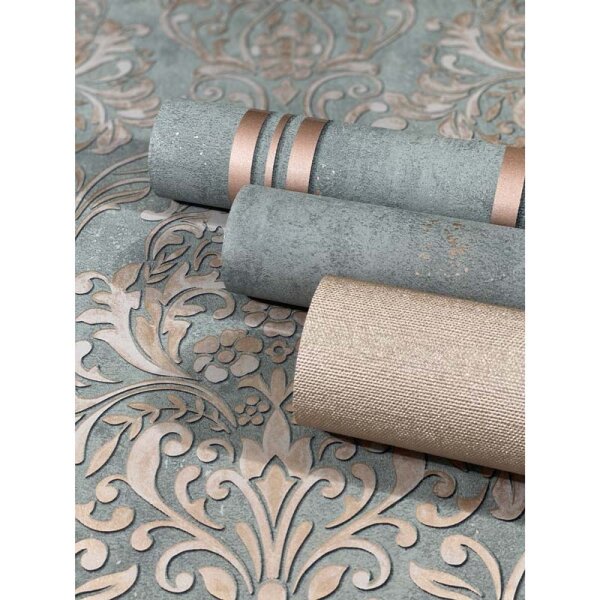 Tapete Gold, Kupfer, Rosa, Rose Marburg Vliestapete (32627)