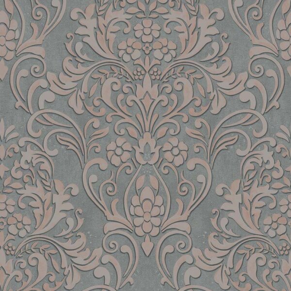 Tapete Gold, Kupfer, Grau, Silber, Rosa, Rose Marburg Vliestapete (32604)