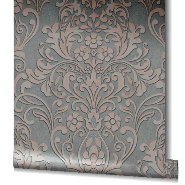 Tapete Gold, Kupfer, Grau, Silber, Rosa, Rose Marburg Vliestapete (32604)