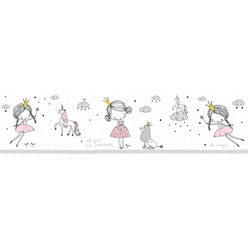 Bordüre Grau, Silber, Pastellfarben, Rosa, Rose, Weiß AS-Creation Papier (403755)