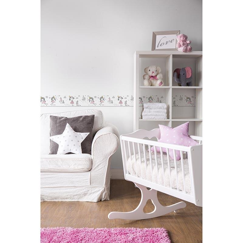 Bordüre Grau, Silber, Pastellfarben, Rosa, Rose, Weiß AS-Creation Papier (403755)