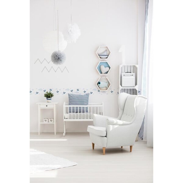 Bordüre Blau, Grau, Silber, Pastellfarben, Weiß AS-Creation Papier (403752)