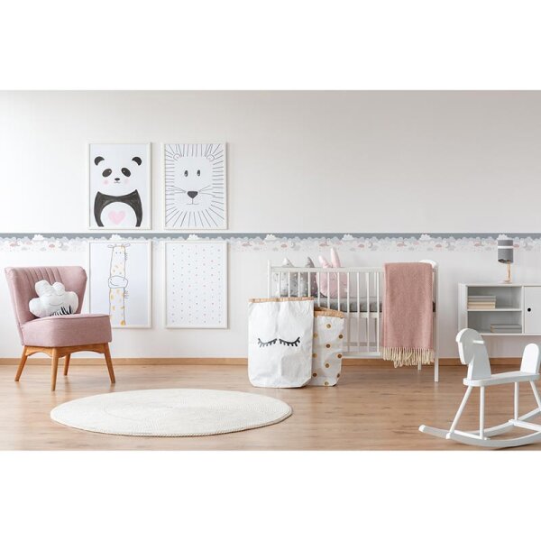 Bordüre Grau, Silber, Pastellfarben, Rosa, Rose, Weiß AS-Creation Papier (403743)