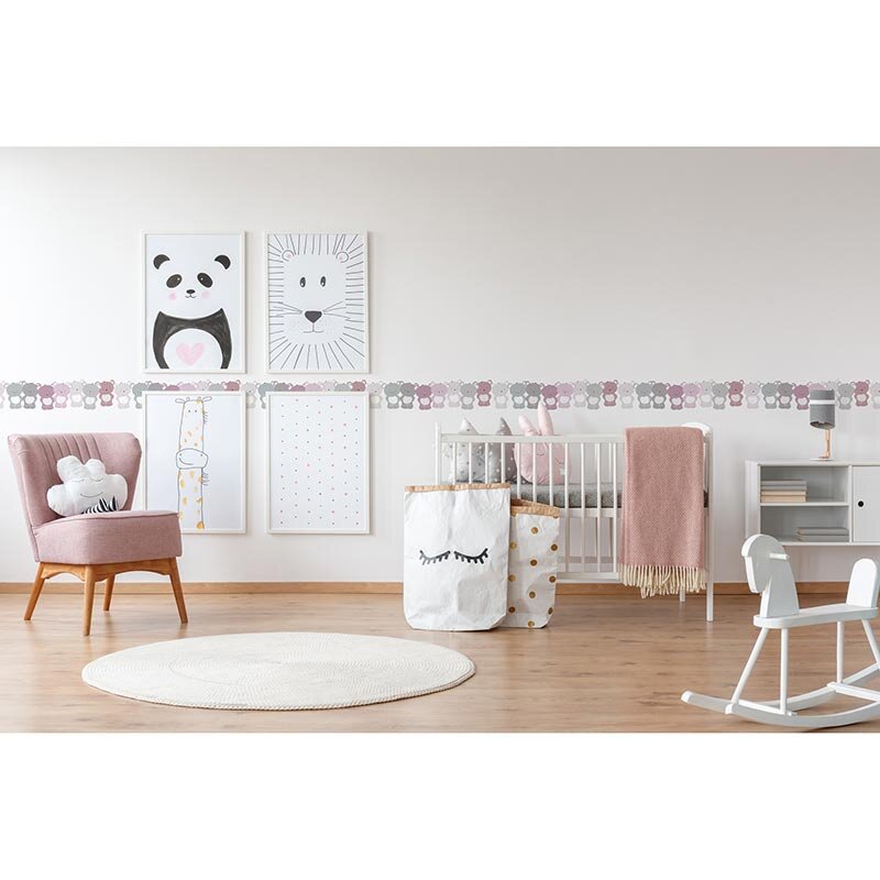 Bordüre Grau, Silber, Pastellfarben, Pink, Rosa, Rose, Weiß AS-Creation Papier (403739)