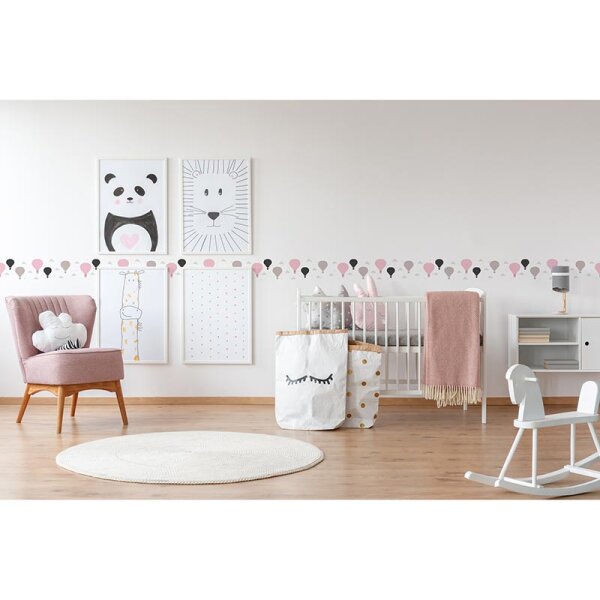 Bordüre Grau, Silber, Rosa, Rose, Schwarz, Anthrazit, Weiß AS-Creation Papier (403737)