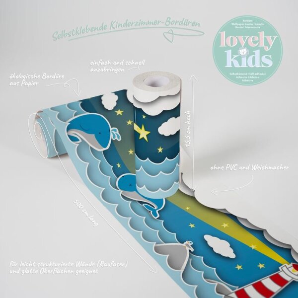 Bordüre Blau, Weiß AS-Creation Papier (403734)