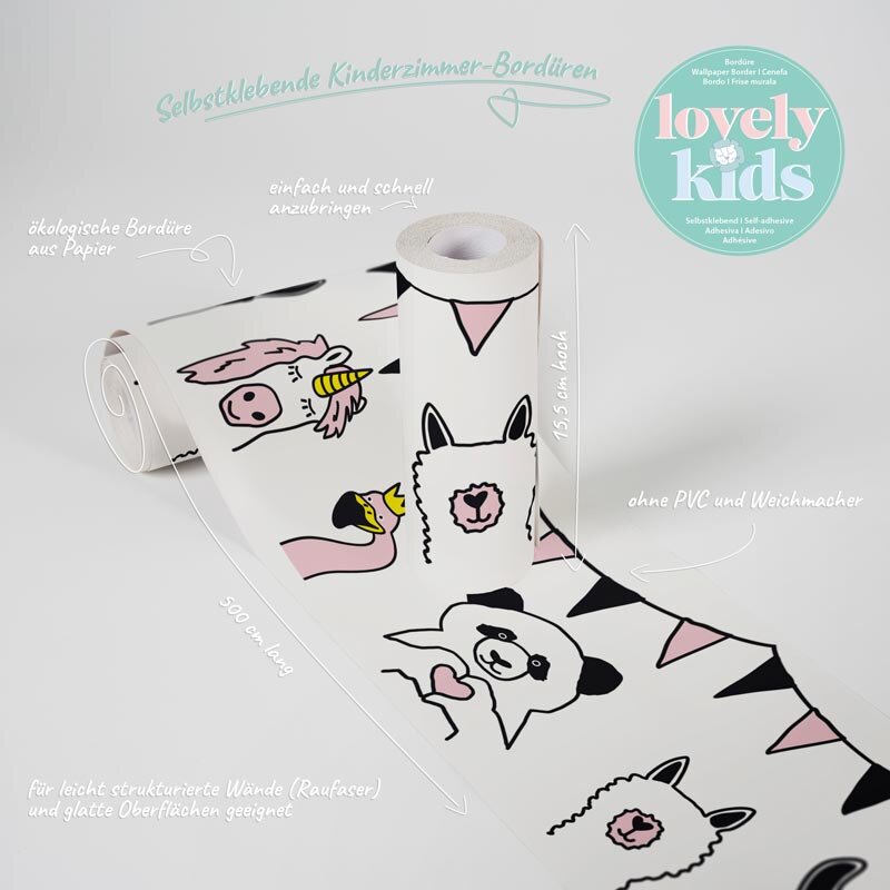 Bordüre Rosa, Rose, Schwarz, Anthrazit, Weiß AS-Creation Papier (403729)