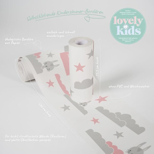 Bordüre Grau, Silber, Rosa, Rose, Weiß AS-Creation Papier (403726)