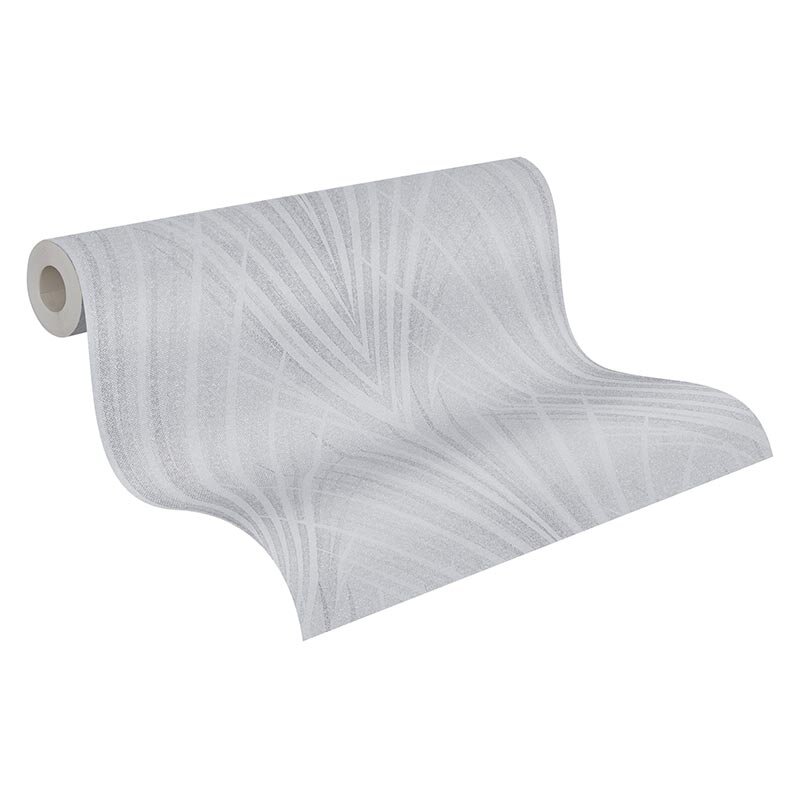 375534 Tapete Art Déco Blätter Zweige Grau Silber Vliestapete AS Creation