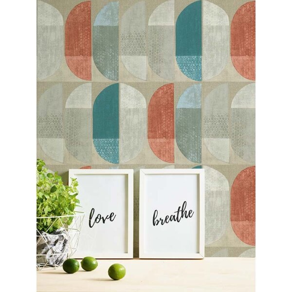 Tapete Beige, Creme, Blau, Grün, Orange, Terrakotta Private Walls Vliestapete (375311)