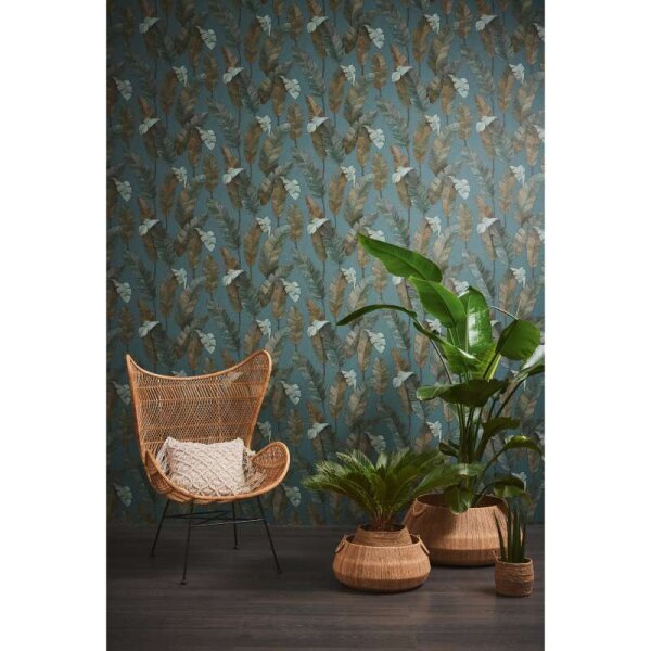 Tapete Braun, Grün, Petrol livingwalls Vliestapete (392183)