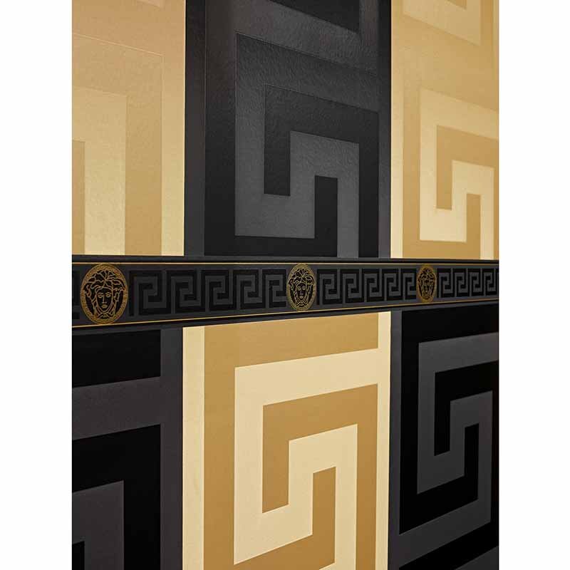 Bordüre Schwarz, Anthrazit, Gold, Kupfer VERSACE Satin (935224)