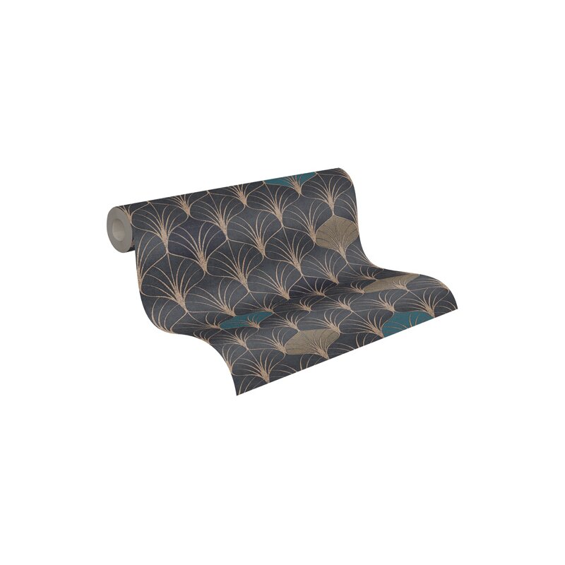 374833 Tapete Grafik Geometrie Art Déco Blau Schwarz Anthrazit Vliestapete AS Creation