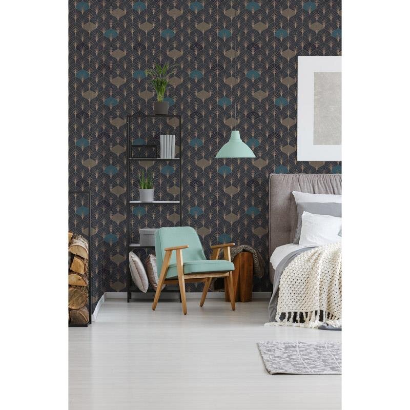 Tapete Blau, Schwarz, Anthrazit AS-Creation Vliestapete (374833)