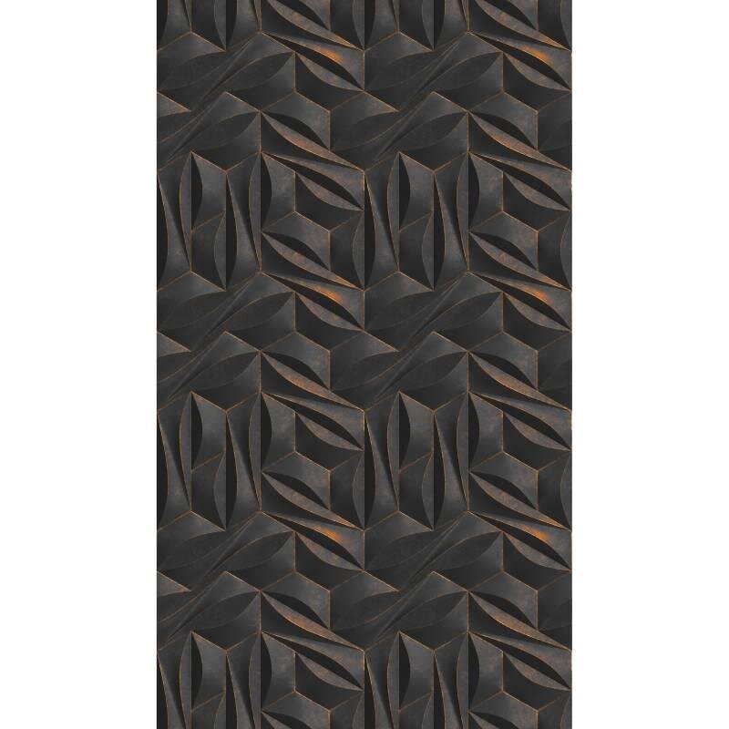 391791 Digitaldruck-Tapete Schwarz Anthrazit Gold 3D Optik Geometrie livingwalls