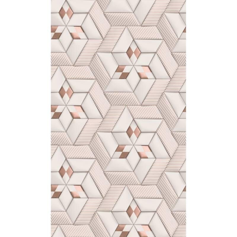391782 Digitaldruck Tapete Grafik Geometrie 3D Optik Beige Weiß Vlies livingwalls