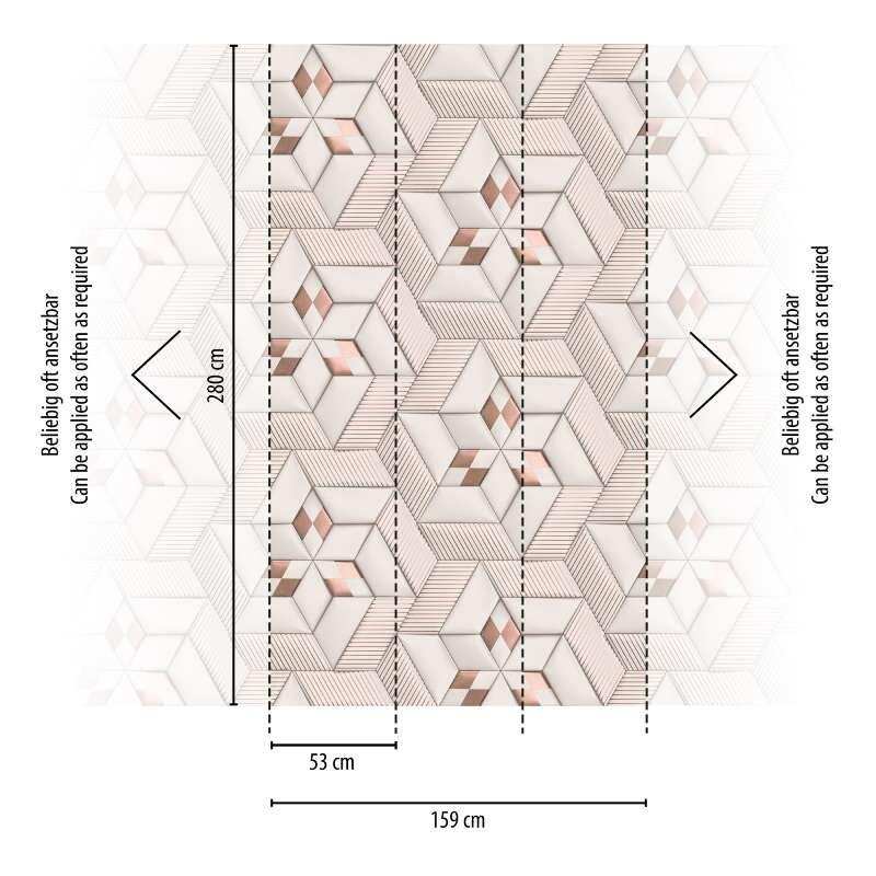 391782 Digitaldruck Tapete Grafik Geometrie 3D Optik Beige Weiß Vlies livingwalls