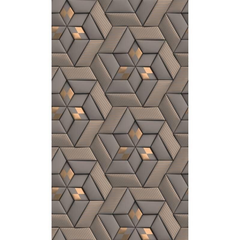 391781 Digitaldruck-Tapete Grafik Geometrie 3D Optik Braun Grau Silber Gold Vlies livingwalls