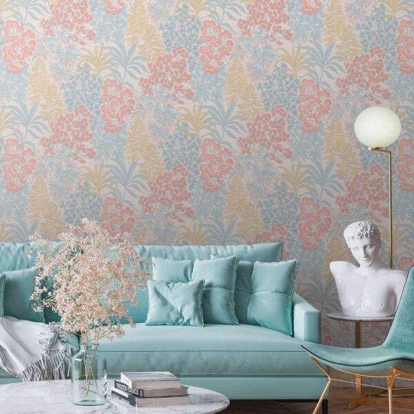 Tapete Blau, Gelb, Rosa livingwalls Vliestapete (391281)