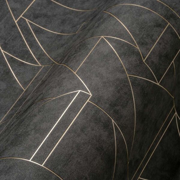 Tapete Gold, Schwarz livingwalls Vliestapete (391184)