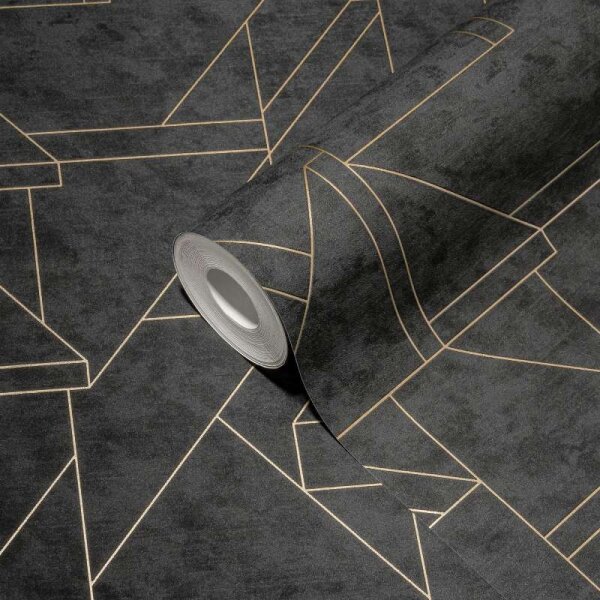 Tapete Gold, Schwarz livingwalls Vliestapete (391184)