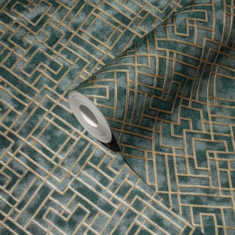 Tapete Grün, Gold, Petrol livingwalls Vliestapete (388285)