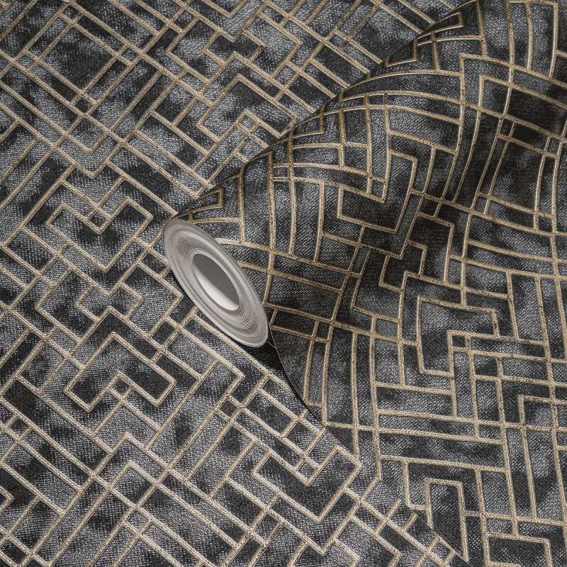 Tapete Grau, Silber, Gold, Schwarz livingwalls Vliestapete (388281)